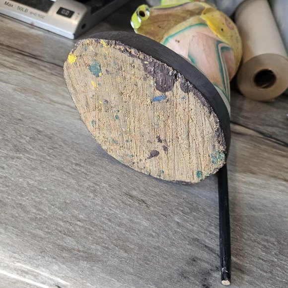 Vintage Handcarved Wood Golfing Frog Handpainted Sculpture Unique Tropical 11" - Picture 13 of 13